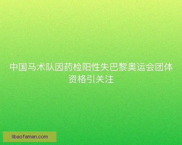 中国马术队因药检阳性失巴黎奥运会团体资格引关注